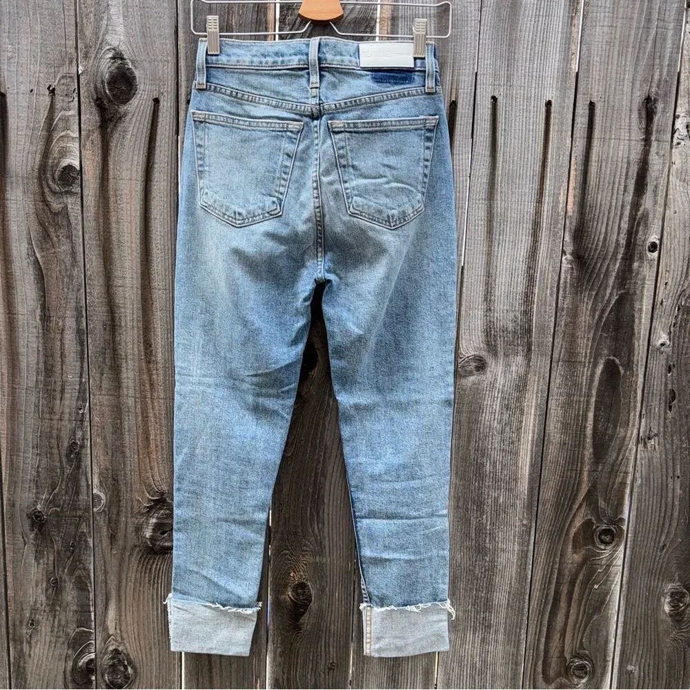RE/Done High Rise Ankle Crop Stretch Jeans In Classic Stone Size 25